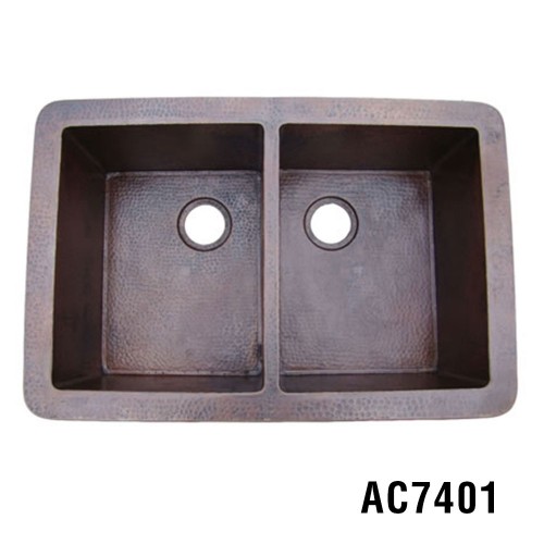 33"x22"x10" 50/50 Copper Kitchen Sink Item AC7401